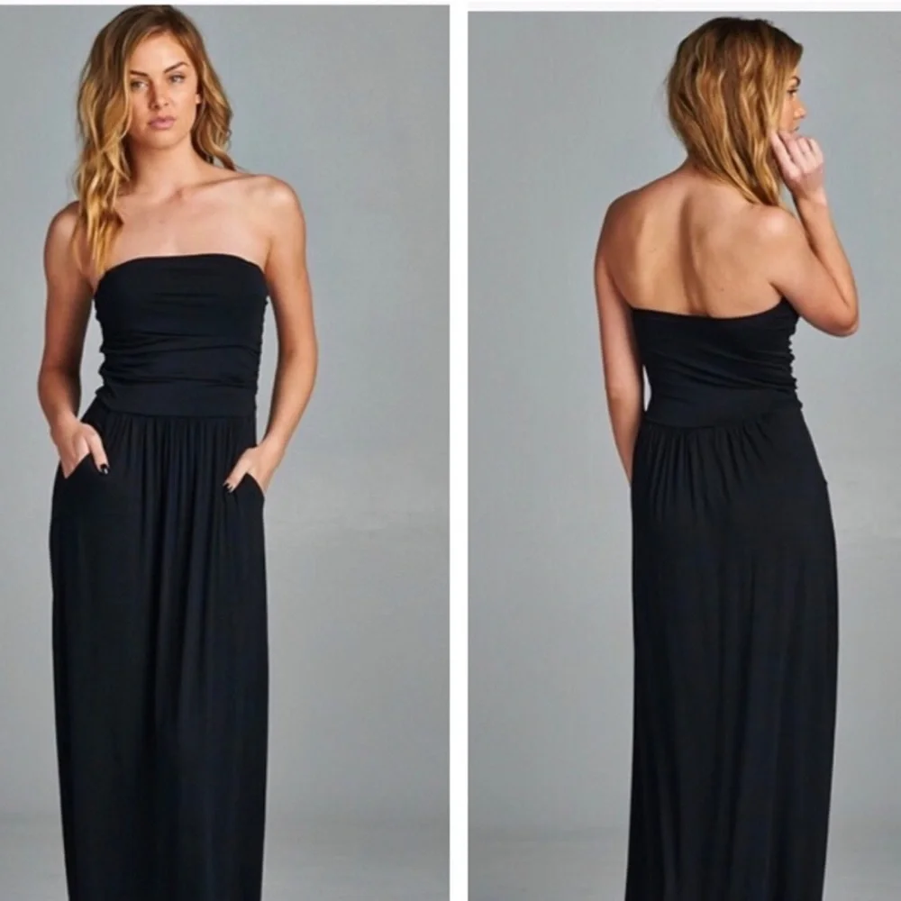 Bare Shoulder Maxi Dress plum - Picture 5 of 5